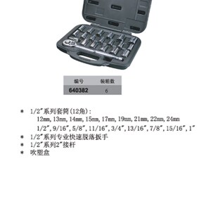 美国宝力优 1/2 21件 公英制套筒扳手(12-24和1/2-1寸)