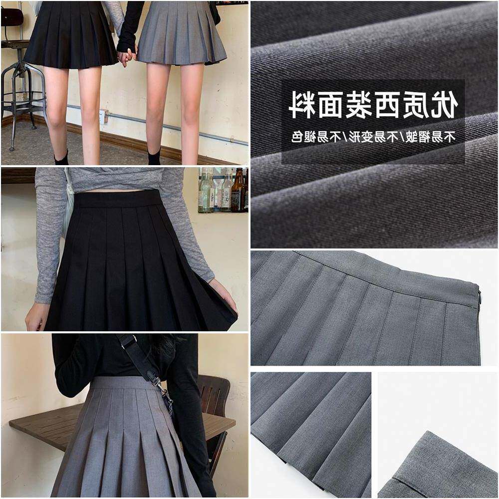 灰色百褶裙半身裙女夏季2025新款高腰显瘦jk西装短裙短款a字裙子