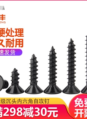 8.8级黑色平头内六角自攻螺丝 沉头内六角自攻钉机械螺钉M3M4M5M6
