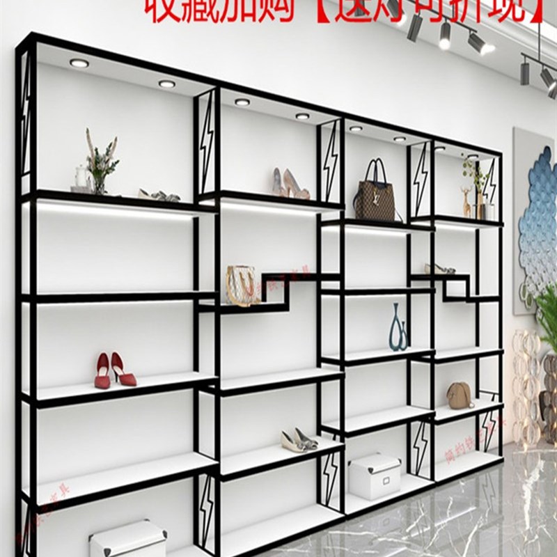 鞋店鞋架展示架童鞋店货架多层商B场带灯货柜装修效果图片店铺商