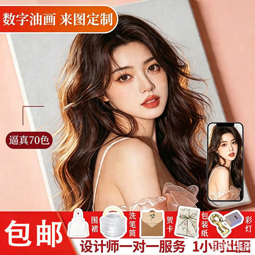教师节礼物DIY数字油画定制人像