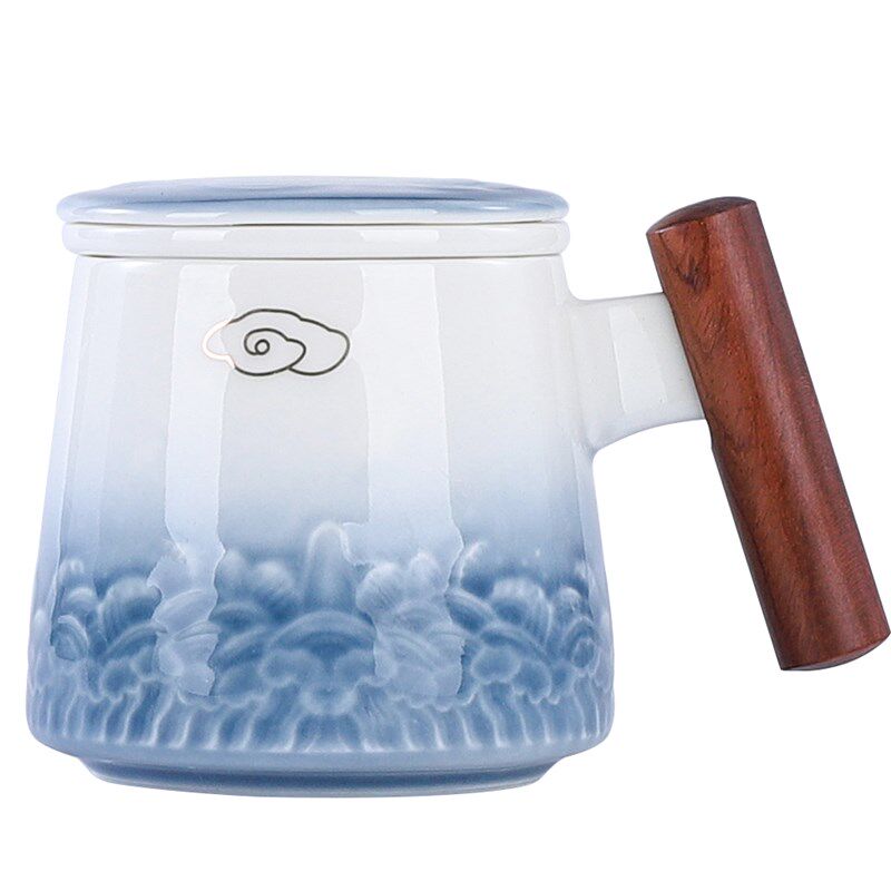 茶水分离杯简约茶杯陶瓷办公室家用水杯带盖过滤功夫茶具泡茶杯