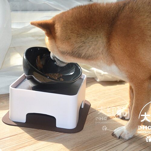 法斗碗宠物餐桌狗狗食盆防滑猫碗狗碗陶瓷碗架泰迪柴犬护颈椎食具