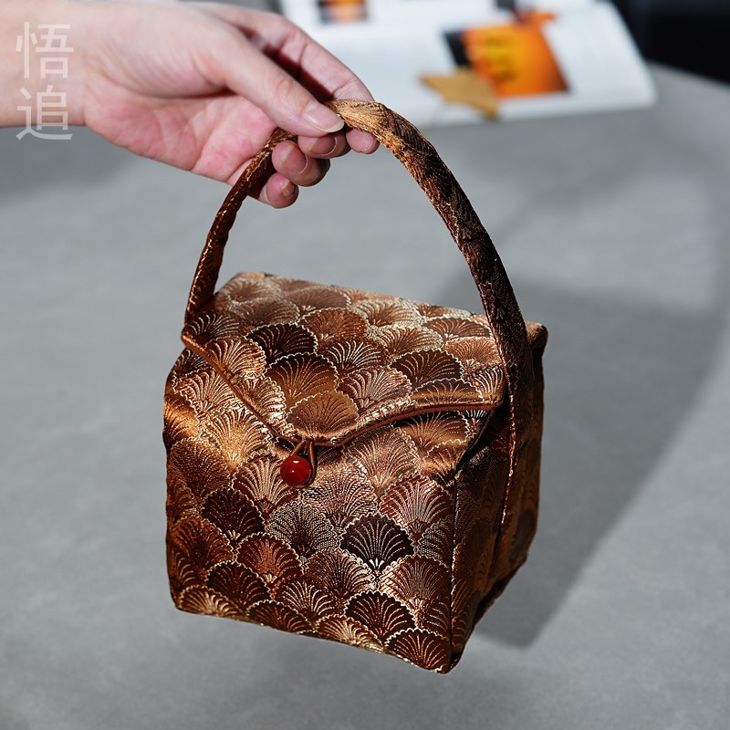 悟追手提文玩首饰饰品收纳布包加厚茶具茶壶茶杯盖碗包装布袋多格