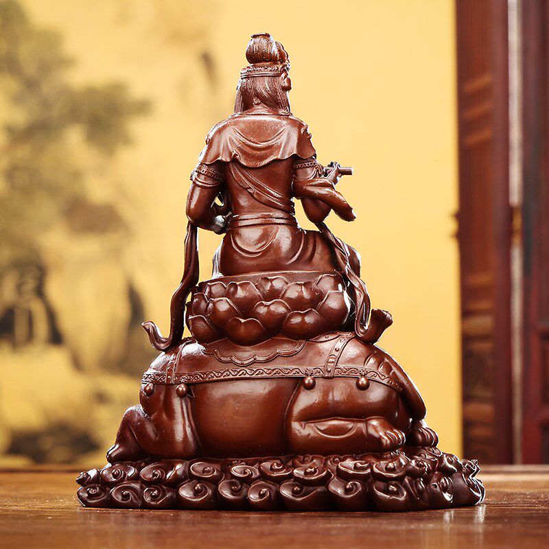 紫铜文殊普贤摆件掌心佛人物像家居车饰工艺品摆设