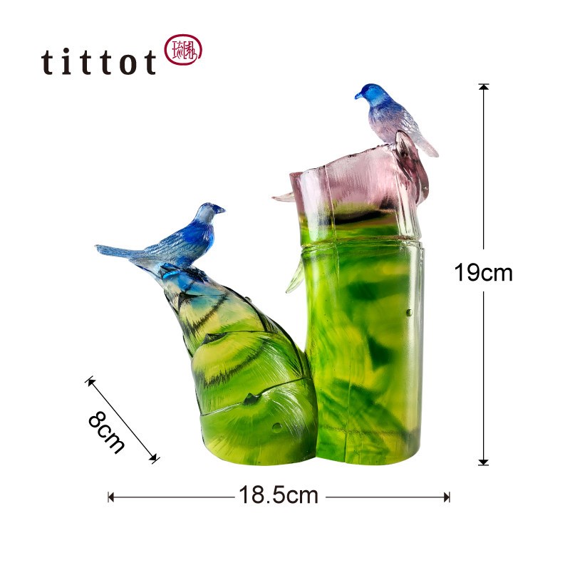 tittot琉园新中式创意琉璃工艺品摆件 高升唱 送领导公司合作礼物