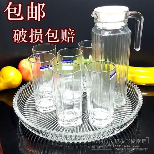 包邮透明水晶玻璃水果盘圆形茶y盘子壶水杯托盘平盘大号糖果盆ktv