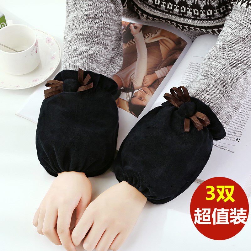羽绒服专用袖套新款女秋冬季防脏保暖短款毛绒办公室工作防污手袖