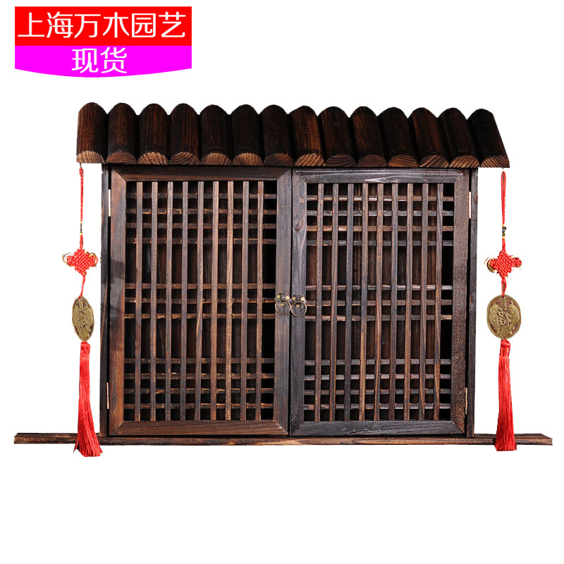 假窗户装饰电表箱中式复古配电箱电闸遮挡盒碳化防腐实木古典壁挂