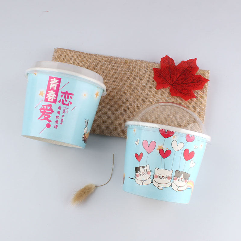 厚切酸奶一次性冰淇淋纸碗炒酸奶碗加厚冰粥打包盒子纸杯定制logo