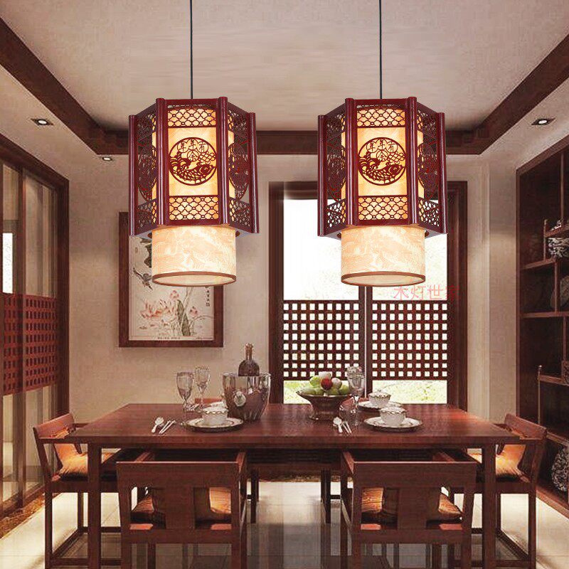 中式仿古木艺吊灯餐厅酒店茶楼走廊灯火锅店大堂客厅中国风阳台灯