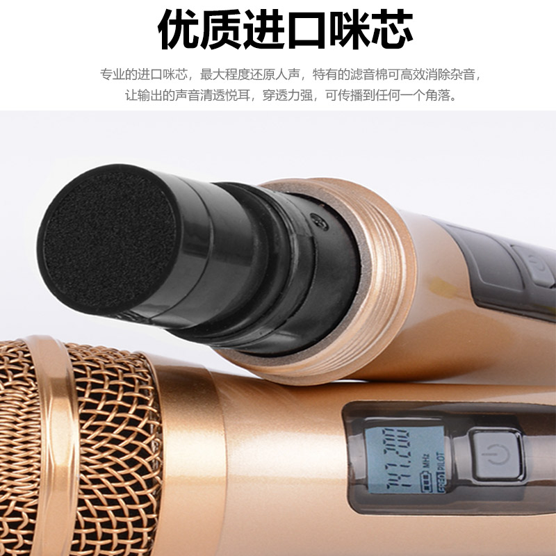 GLY 专业唱歌酒吧演出无线话筒一拖二真分集U段调频会议唱歌KTV舞