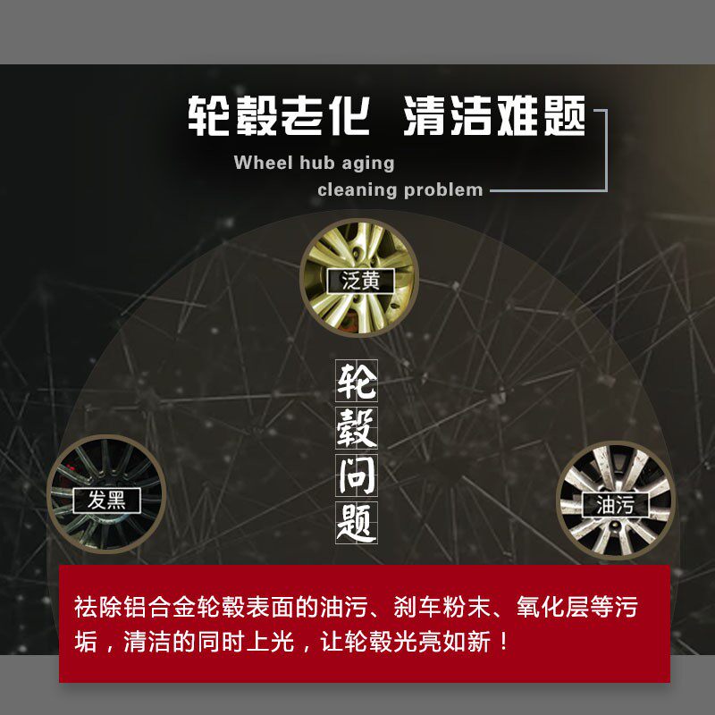 美郦斯5轮毂清洗剂祛除黄斑锈点铁锈顽固污渍清洁亮光钢圈清洗剂