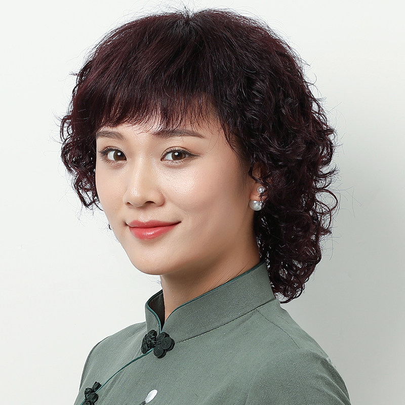 假发女中长发长卷发发型中年妈妈真发自然短发时尚真人发丝全头套