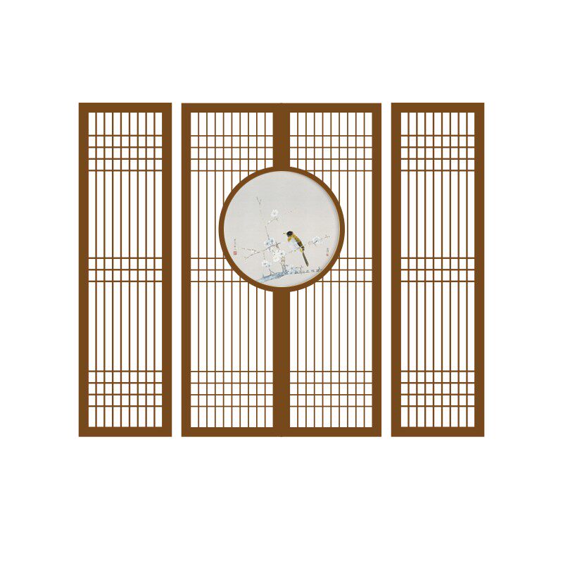 新中式客厅玄关隔断屏风仿古门窗实木花格镂空木雕中式格栅背景墙