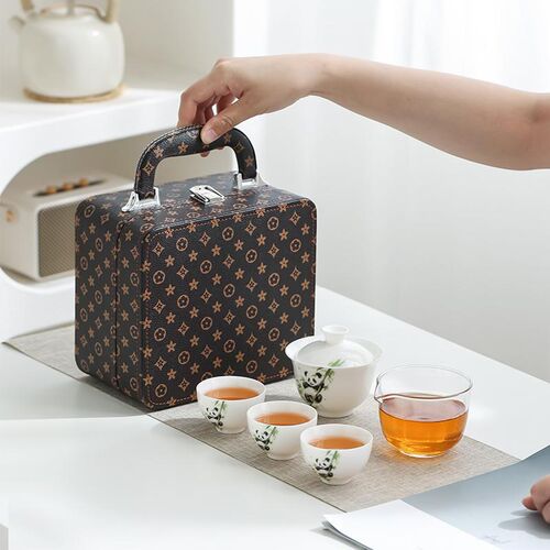 羊脂玉旅行茶具一壶三杯户外露营便携陶瓷快客杯茶具伴手礼印LOGO