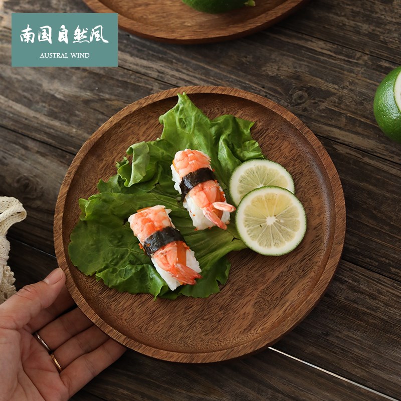 实木蛋糕托盘碟日式糕点盘子点心盘木制食品托盘餐盘家用浅盘圆盘