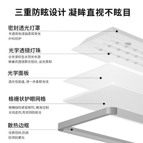 国标智能教室专用照明灯全光谱防眩护眼灯4000k可调光教室灯家用