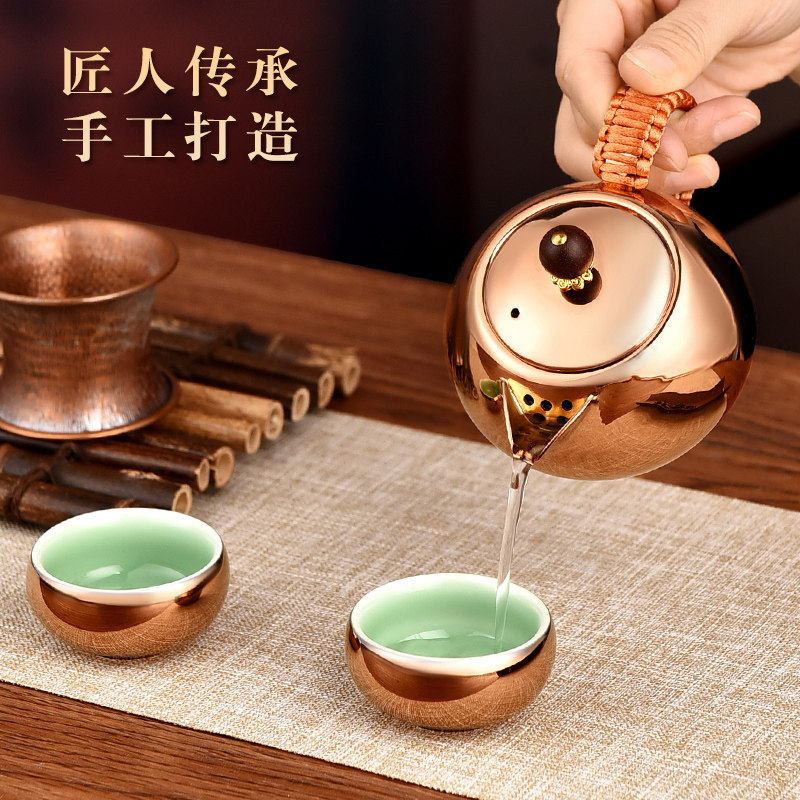 铜壶纯铜手工铜茶壶小号沏壶茶具茶杯功夫茶具礼品茶具套装泡茶壶