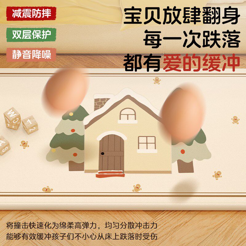 MeitingHome圣诞乳胶防摔垫儿童卧室床边防掉地垫宝宝软垫子加厚