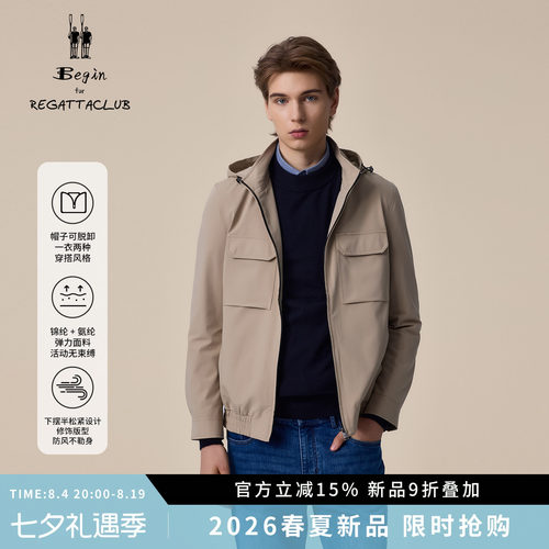 轻工装格调可脱卸连帽男工装夹克