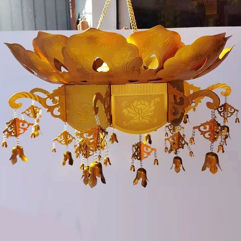 鎏金莲花飞天天盖宝盖伞盖带led灯佛堂寺院供佛装饰定制挂凤凰盖