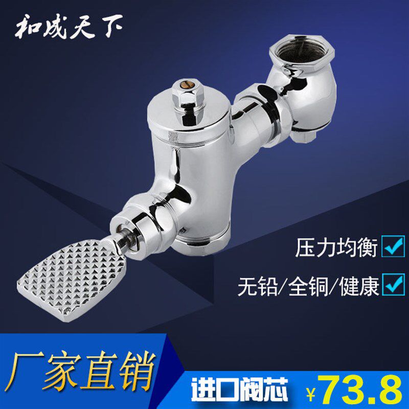 全铜体脚踩蹲便器冲水器 卧式脚踏冲洗阀大便蹲坑延时阀