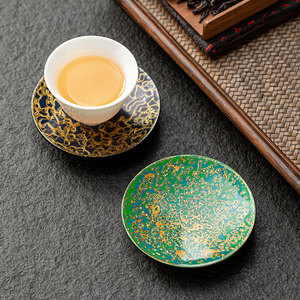哲明 手工木胎大漆茶杯垫杯托禅意隔热茶托茶垫家用茶道配件茶具