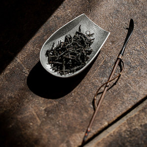 草木祠 锡茶则 锤纹手工茶荷赏茶器茶勺中式禅意茶道配件投茶器