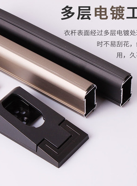 索菲亚衣柜内挂衣杆橱柜黑色衣通横杆转角法兰挂扣合金杆五金配件