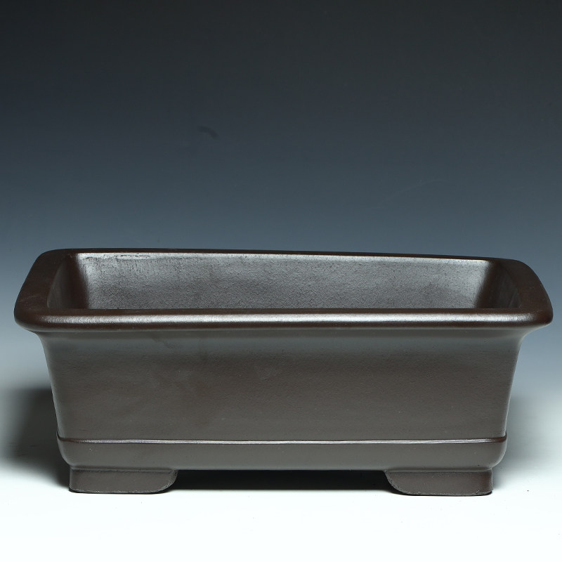 宜兴紫砂花盆陶瓷底带长方型盆景盆特大号中国风古典客厅套盆60cm