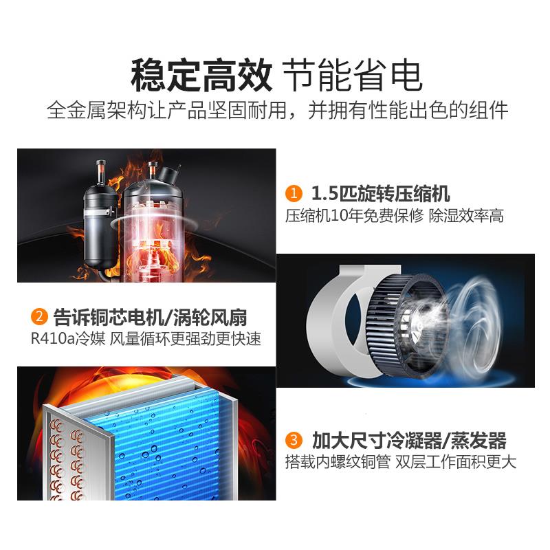 新典工业除湿机80升大功率别墅地下室抽湿商用仓库车间装修抽湿机