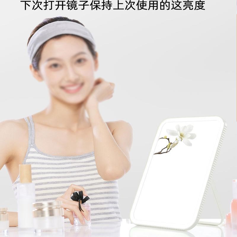 led化妆镜带灯触摸开关便携学生宿舍女随身办公室梳妆台桌面镜子图片