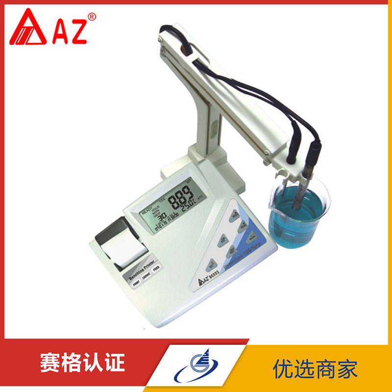 台湾衡欣 AZ86555 台式PH计 氧化还原盐度电导率TDS可打印测试仪