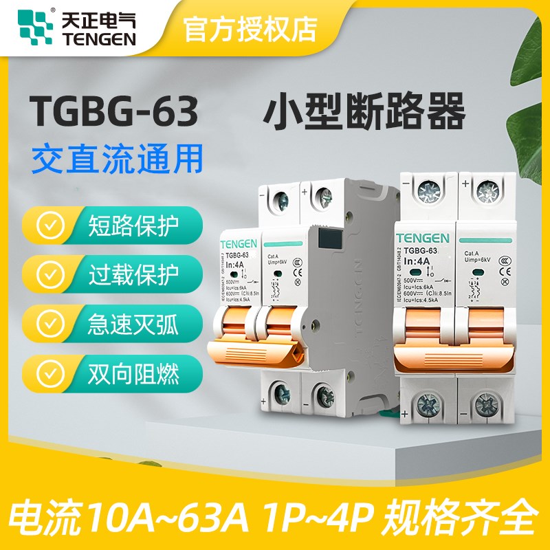 天正TGBG-63直流微断1P2P3P交直流断路器电动车电瓶车使用32A63A图片