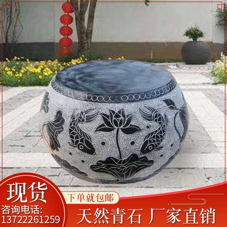 柱基石柱墩青石仿古石墩子园林古建柱顶石雕花Q底座空心石鼓柱脚