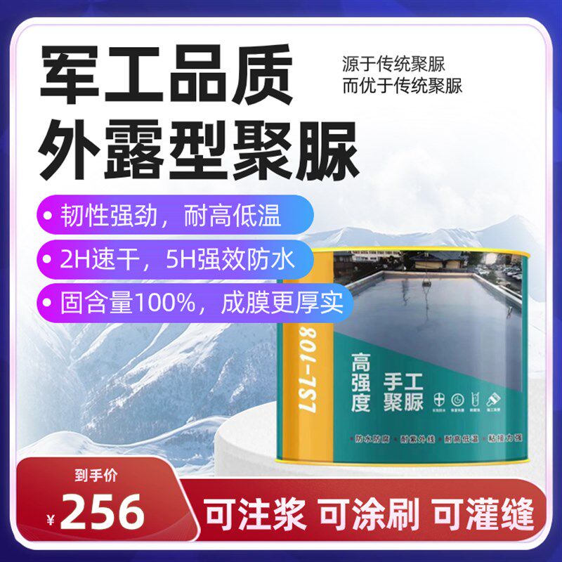 外露型手工聚脲屋顶露台外墙w水池裂缝室外新型环保涂刷防水材料