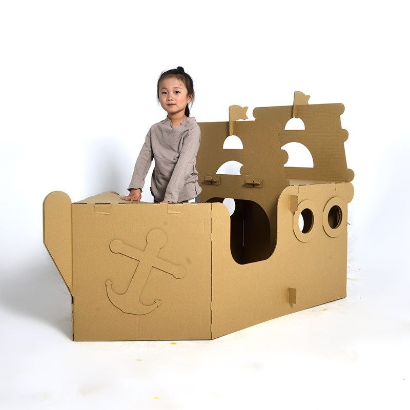轮船拼装模型纸箱diy手工制作材C料包儿童幼儿园六一道具纸板玩具