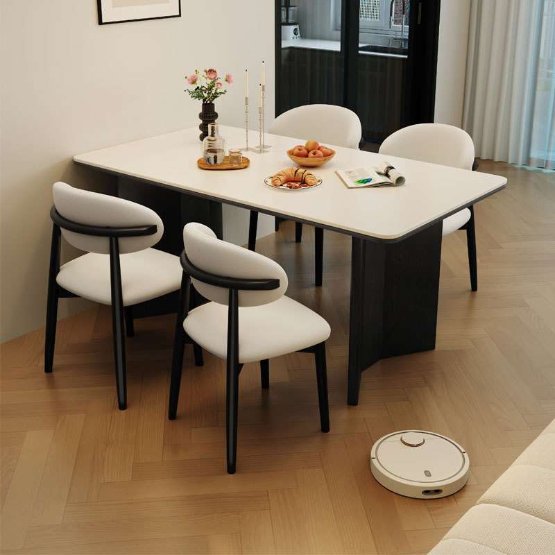 实木餐桌椅组合小户型桌子方桌白蜡木大理石现代简约大理石台面