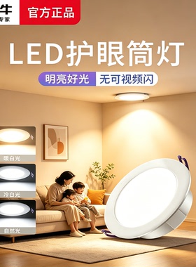 公牛筒灯嵌入式75mm嵌入式家用led简灯内嵌式客厅射灯牛眼灯超薄