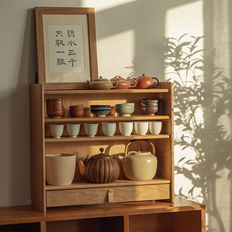 以山 灵泽杯架 樱桃木杯子架马克咖啡杯日式置物架原木展示架收纳