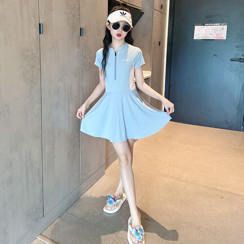 女童泳衣高颜值2025新款儿童连体裙式泳装女大童绝美公主风游泳衣