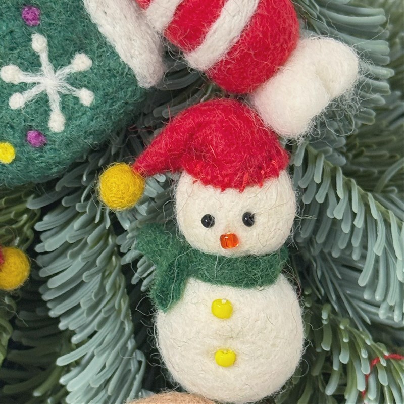 圣诞树羊毛毡装饰挂件圣诞节雪人麋鹿红手套姜饼人装饰品DIY配件