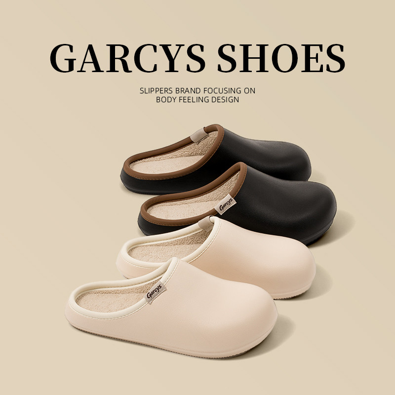 garcys男士防水拖鞋秋冬季室内防滑居家用保暖加绒棉拖鞋女冬天