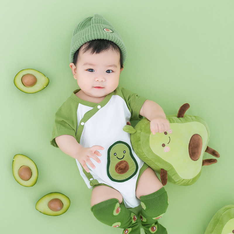 周岁儿童摄影主题服装百天照牛z油果造型婴儿影楼照半岁拍照服饰