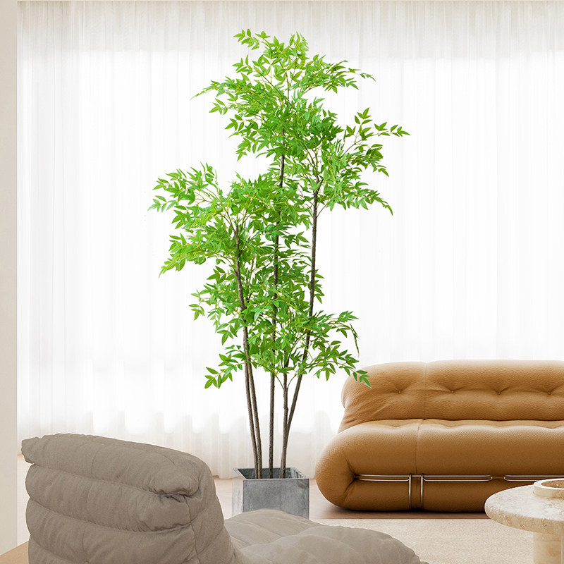 仿真绿植南天竹仿生植物客厅大型室内落地盆栽造景装X饰摆件假花