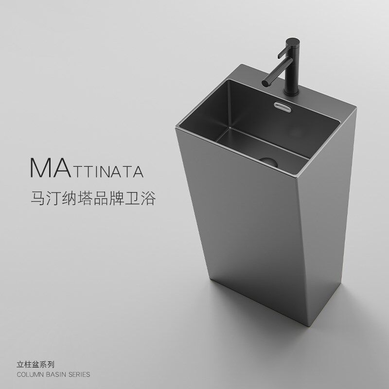 阳台立柱式陶瓷一体洗p手盆卫生间落地式洗脸盆酒店小户型立柱盆