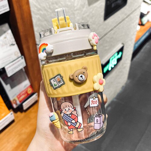 咖啡杯随行玻璃水杯女夏季u便携吸管杯夏天网红高颜值ins杯子女生