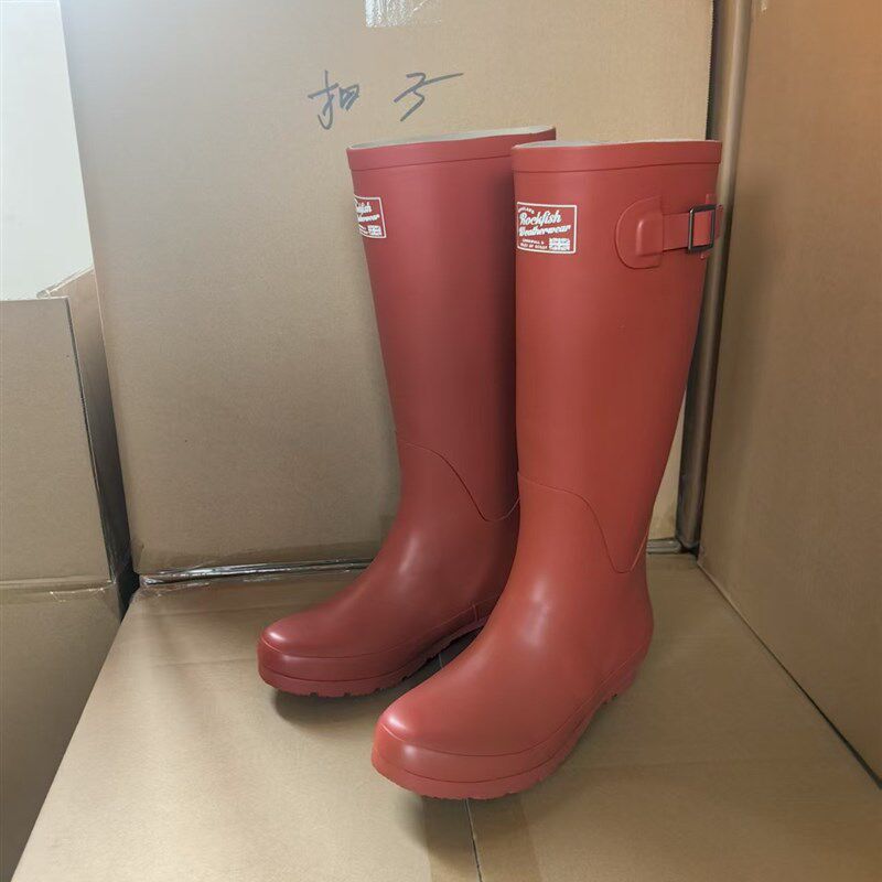 超高筒雨鞋女士高帮水鞋套鞋春秋韩国时尚防滑橡胶雨.靴黑色显瘦