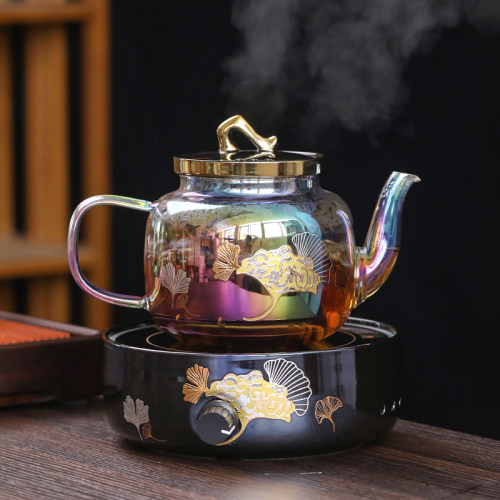 贝彩烧玻璃煮茶壶套装电陶炉花茶器家用茶具烧水炉养W生蒸水泡茶